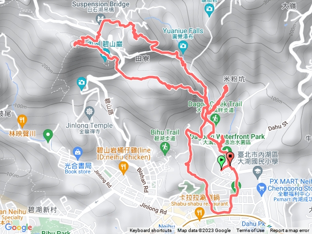 2023-04-29大溝溪溪畔步道-梘頭山東北峰-龍船岩南峰-鯉魚山東峰-鯉魚山-忠勇山-白石湖吊橋-圓覺尖-梘頭山-梘頭山南峰8字型走