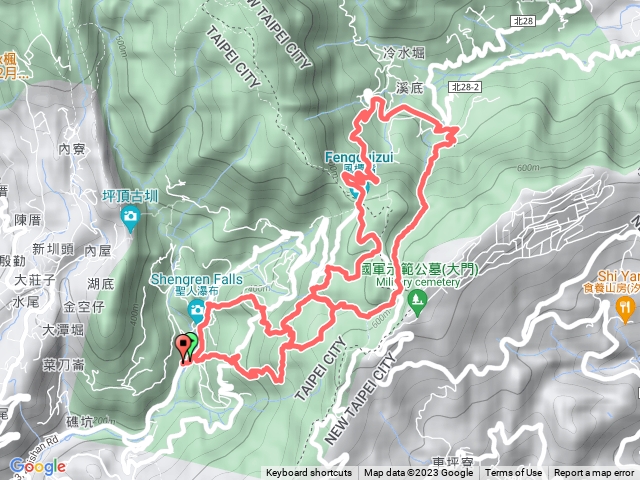 台北聖人橋→梅花山西峰→雙溝溪古道→石門嶺→萬里靈泉寺→風櫃口→梅花山北峰→雙溪山→聖人橋O型3環狀