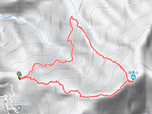 油羅山一上二下 油羅山第一登山口→三叉路口→油羅山→三叉路口→油羅山第二登山口→油羅山第一登山口