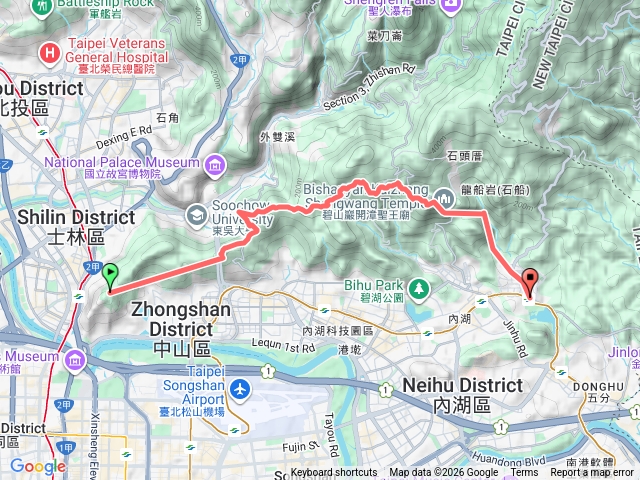 劍潭捷運站到碧山巖到大湖公園站預覽圖
