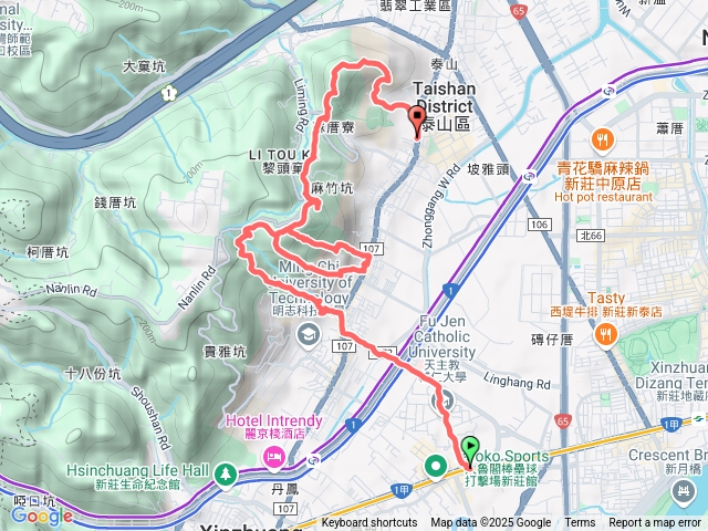 2025-01-19捷運輔大站-頂泰山巖-山頂公園-瓊仔湖福德宮-瓊仔湖山-尖凍山-山腳頂山