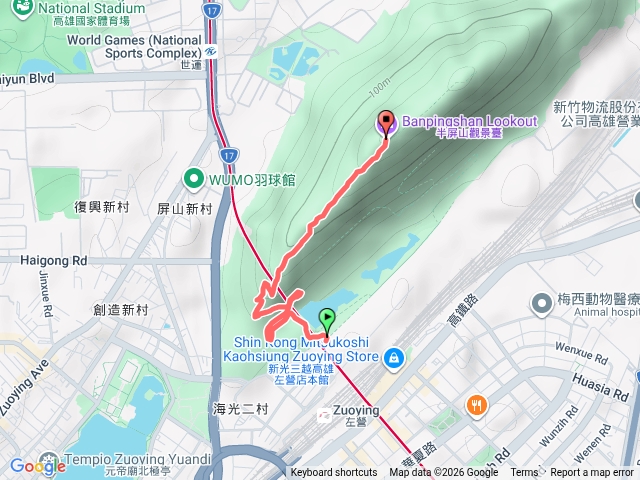 半屏山上山路徑預覽圖