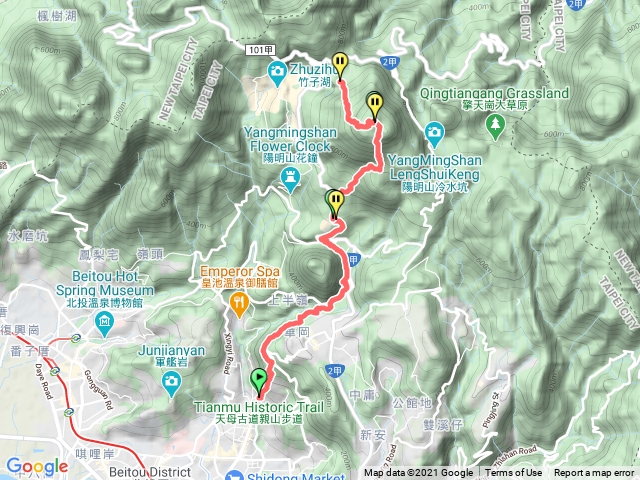 天母水管路古道-七星山苗圃登山口-七星山主峰-小油坑登山口
