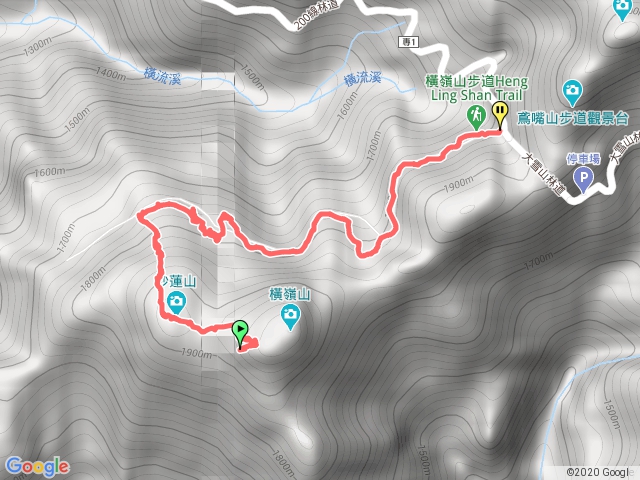 隧道前26.5k進，橫嶺山登頂，走沙連山切回橫嶺山步道