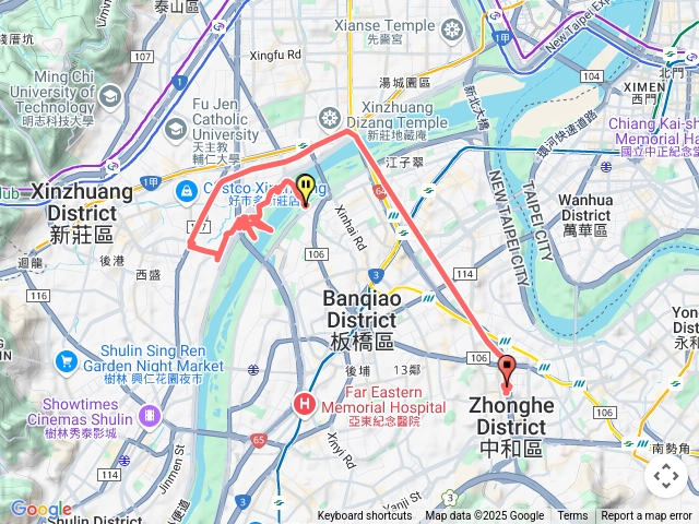 中和中正路到新莊民安路