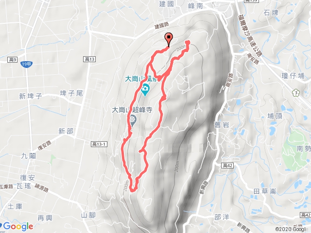 大崗山步道(生態公園→超峰寺→三角公園→大崗山→盤龍峽谷)