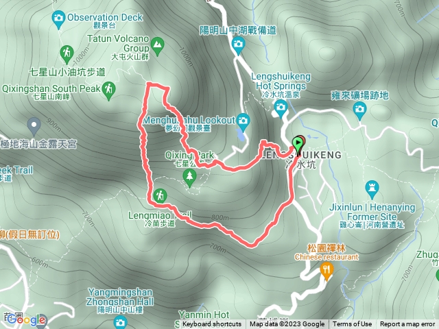 苗冷古道、七星山東峰、冷水坑 O 型