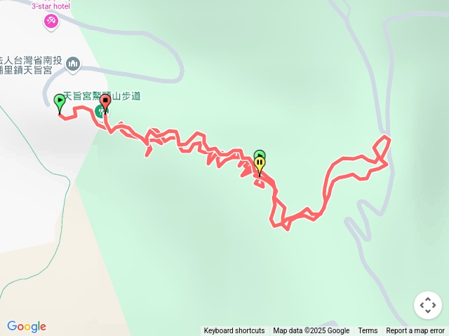 鰲頭山步道：天旨宮～知安路(飛行傘場延伸產道)，折返。