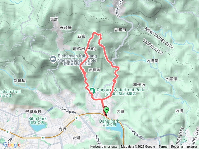 大湖山.牛稠湖山.石崁山.開眼山.龍船岩.大溝溪園區.大湖公園站環狀預覽圖