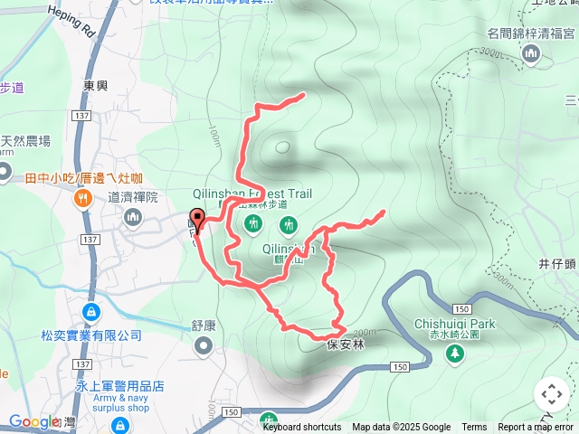 0K-竹風平台-三叉山-哭坡-下水路-猴板凳-相思台-0.1K下-長青步道-王爺坑-長青步道-贊天宮