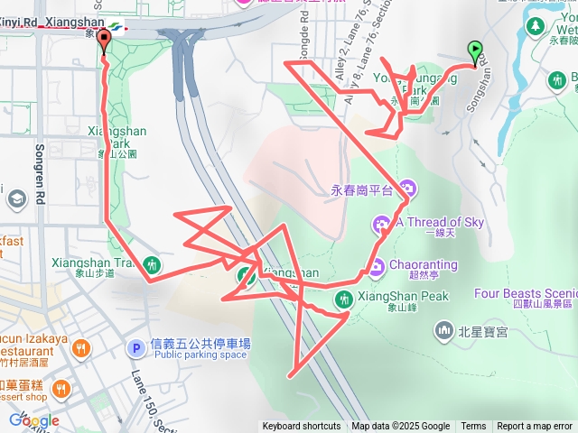 象山永春岡到象山捷運站預覽圖