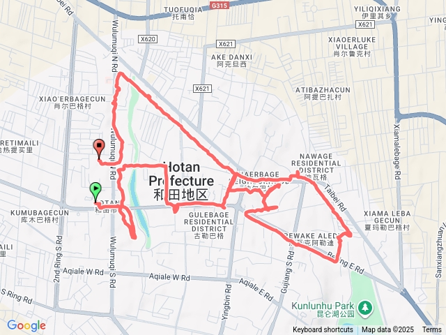 新疆和田玉泉湖公園、團城、大巴扎、台北東路、西路