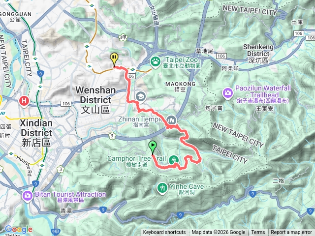 臺北大縱走第七段逆行，樟山寺到萬芳捷運站來回預覽圖