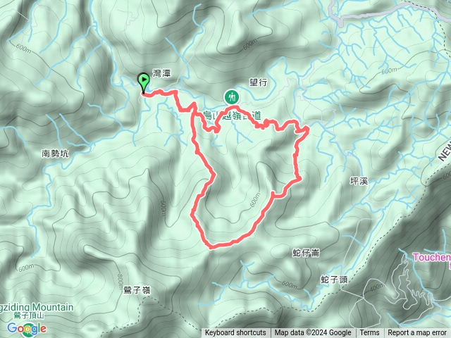 （灣潭土地公~打鐵寮山~坪溪山~坪溪山北峰~烏山越嶺古道~灣潭土地公）O形預覽圖