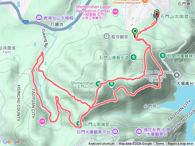 北端登山口-好漢坡-大平山-石門山三角點-環湖步道-南端登山口-粗坑路-小粗坑古道-環湖步道-豆花店預覽圖