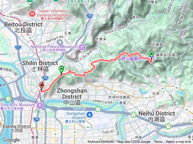 台北大縱走第五段碧山巖上劍潭捷運站下預覽圖