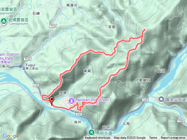 新竹橫山地區郊山行程 : 內灣五連峰O型縱走。（四山一峰 : 內灣山，麥樹仁山南峰.主峰，舊砲台山，白石湖山 “又稱:東窩坪山”)