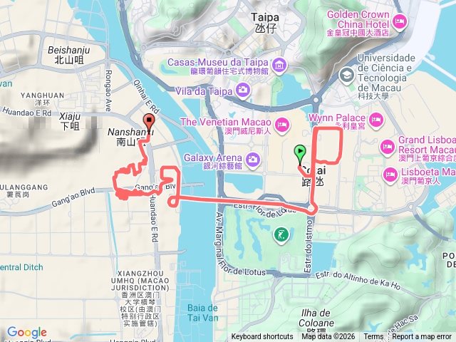 2026.01.13澳門巴黎人酒店到橫琴口岸梧桐樹酒店軌跡