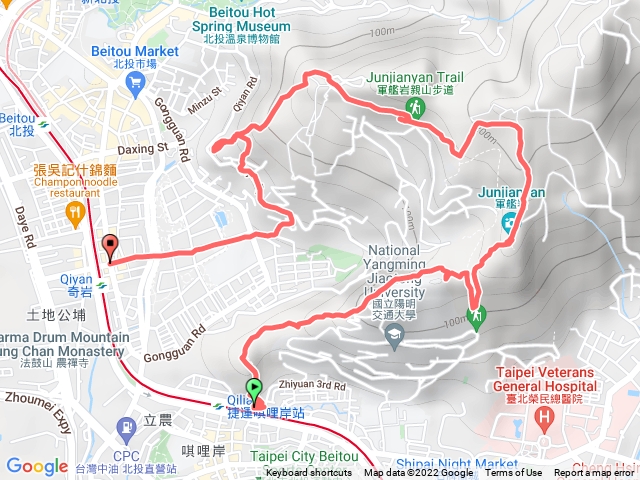 唭哩岸站－奇岩山－唭哩岸山－軍艦岩－丹鳳山－奇岩站