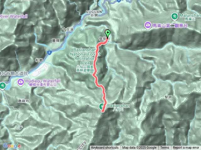 谷關七雄八仙山路線預覽圖