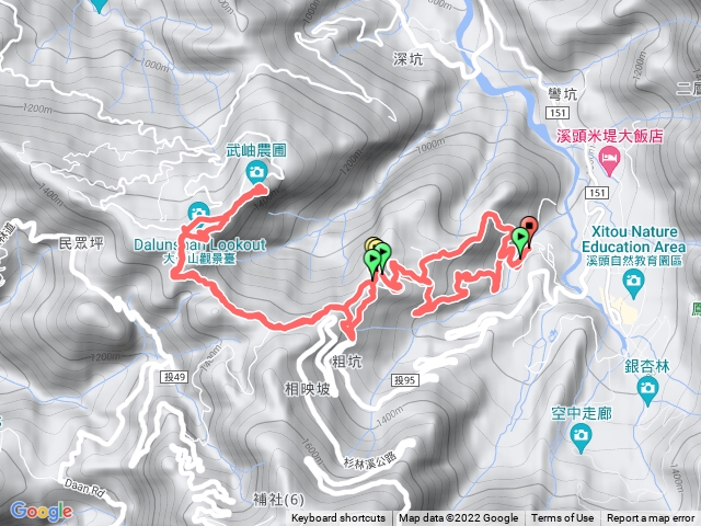 樟仔林林道、快活林、水桶寮林道、貓冬望山、大崙山