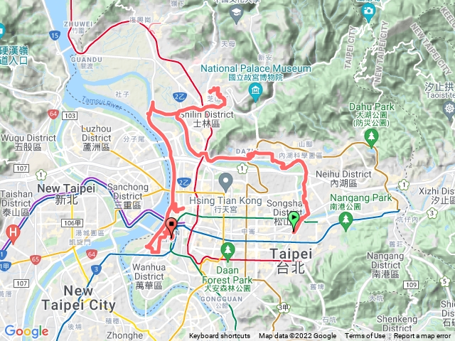 市政府-大直-士林-社子-大稻埕-西門町基隆河淡水河騎行