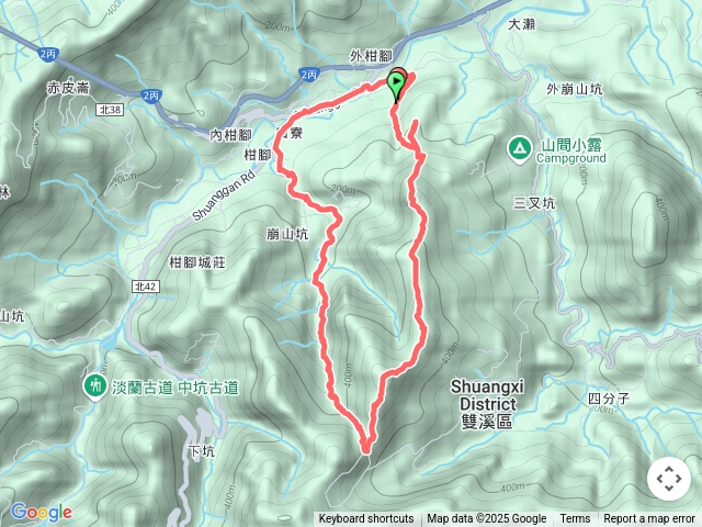 2025-06-14 雙溪無量光寺-外柑腳山(東山)-380峰-445峰-508峰-572峰-大埤格(嶺)-崩山坑古道-雙坪產業道路O型走
