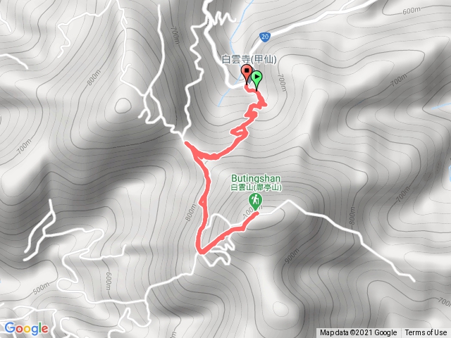 白雲山（由台20白雲寺旁的農路上，路跡不明）