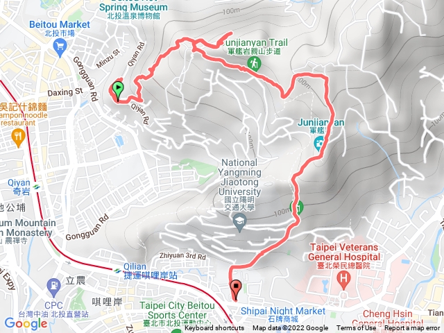 北投市場➝丹鳳山➝軍艦岩➝陽明大學
