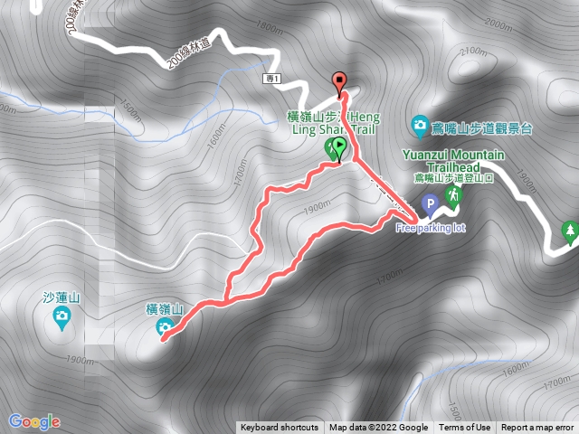 橫嶺山主峰，回往鳶嘴步道登山口