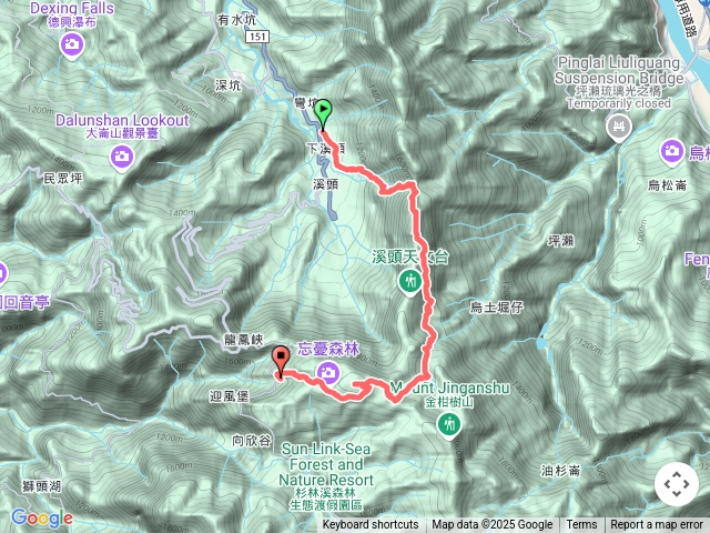 南投-溪頭_鳳凰北嶺_烏土堀_小魔王_嶺頭山東峰_嶺頭山_忘憂森林（有航點說明）