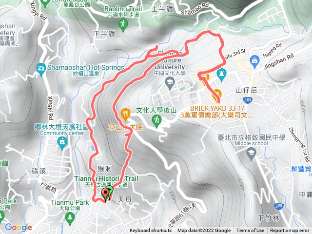 天母古道-草山星巴克-翠峰瀑布-天母古道登山口