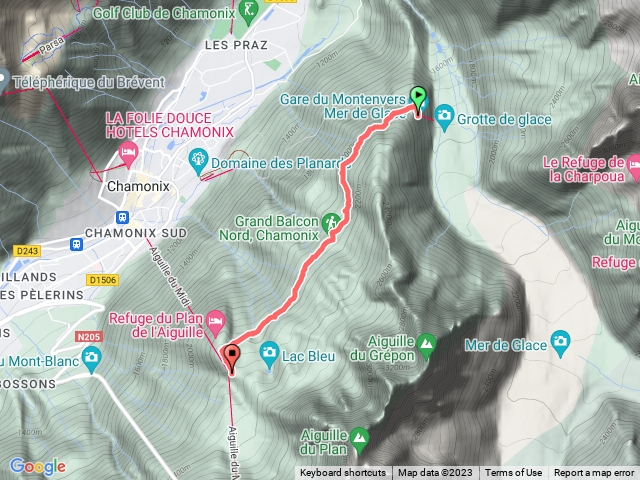 夏慕尼(1040m) – 南針峰觀景台(3842m) – 蒙特維(1900m) – 夏慕尼