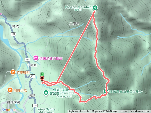 米堤上鳳凰山滑倒路線預覽圖