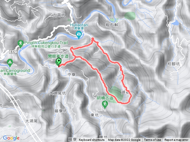 2022-08-27開眼崙-485鞍部-硿仔崙-猴硐崙-猴硐尾-胡桶古道-虎寮潭越嶺保甲路-開眼崙步道O型走