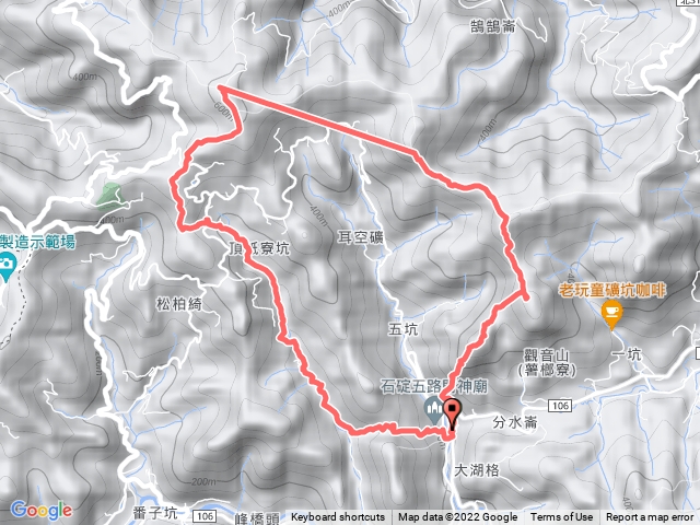 姑娘廟站＞石底觀音山＞刀石崙＞581峰＞耳空龜山＞四分尾山＞紙寮山＞紙寮坑古道O型
