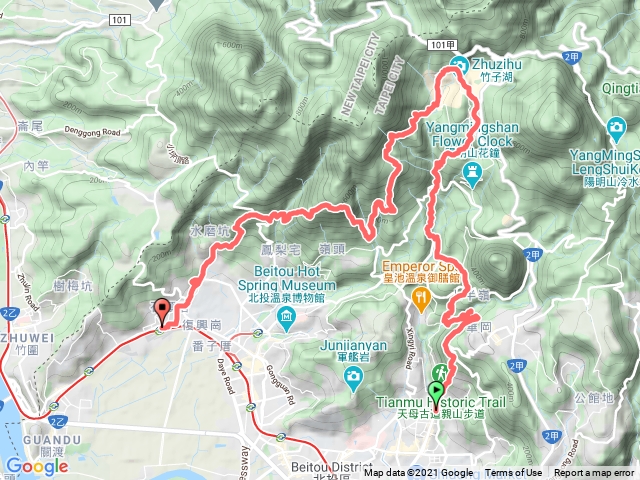 2021.3.17天母圓環-翠峰瀑布-半嶺吊橋-猴崁古道-水車寮步道-頂湖山-無尾崙-中正山步道-水磨坑古道-三層崎公園-復興崗站