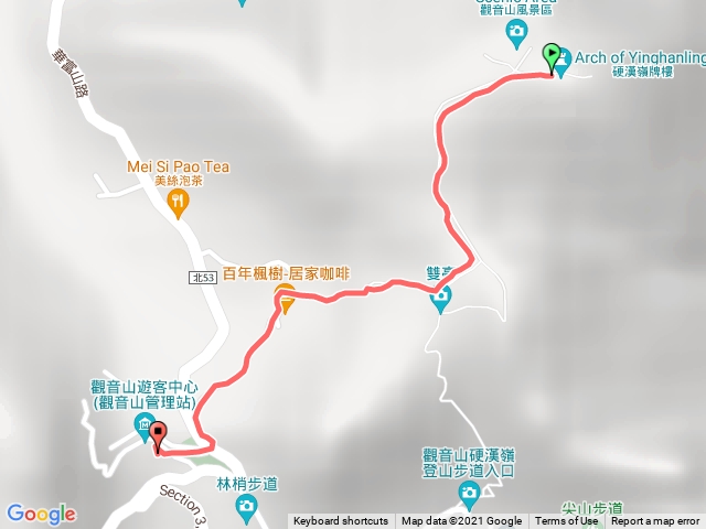 硬漢嶺頂下行到遊客中心
