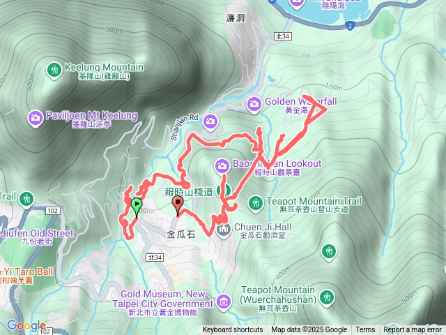 金瓜石-九份三層橋-無言山丘-本山六坑第ㄧ-二隧道礦口-水螺山-六坑斜坡索道-報時山-石砲台山預覽圖