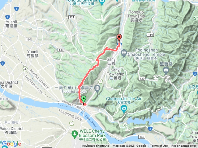 2021/11/29火炎山縱走慈濟茶園─火炎山登山口→南火炎山→火炎山→火炎山北稜→電視發射台→慈濟茶園→三義車站