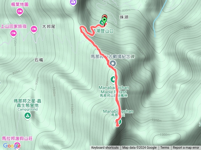 珠湖登山口-馬拉邦山原路來回路徑預覽圖