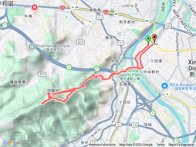 捷運十四張站出發-陽光公園-受福宮-光明頂-南勢角山(來回)預覽圖
