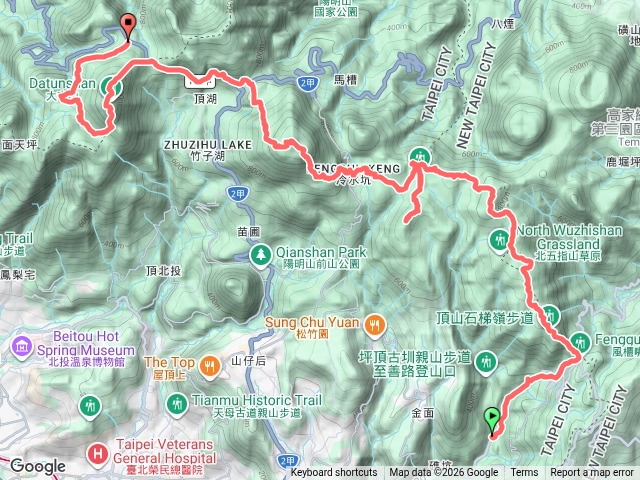 聖人橋-頂山-石梯嶺-竹篙山-擎天崗-七星山-大屯山-二子坪預覽圖