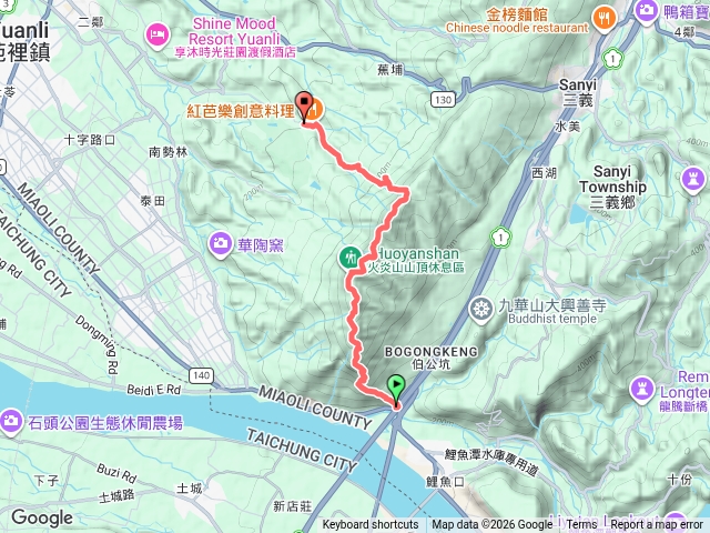 三義南火炎山～火炎山～北火炎山～石頭坑山出苑裡。（苗栗三義苑裡）預覽圖