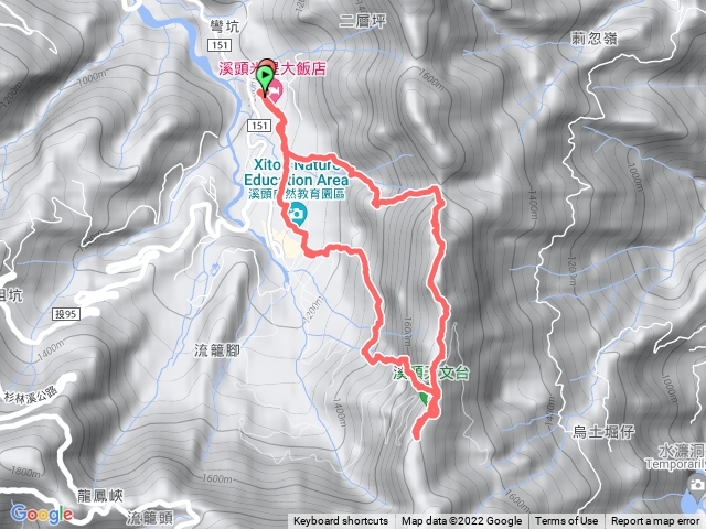 米堤、台寅山、溪頭園區（天文台、第一涼亭、登山步道、賞鳥步道）O型