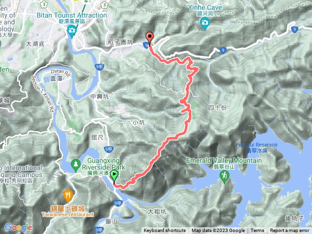 849公車民壯亭公車站+直潭山+直潭山東北峰+四十分雞心尖+551峰+雙坑山+雙坑越嶺古道+綠12公車中生橋頭站