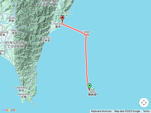 蘭嶼經綠島到台東