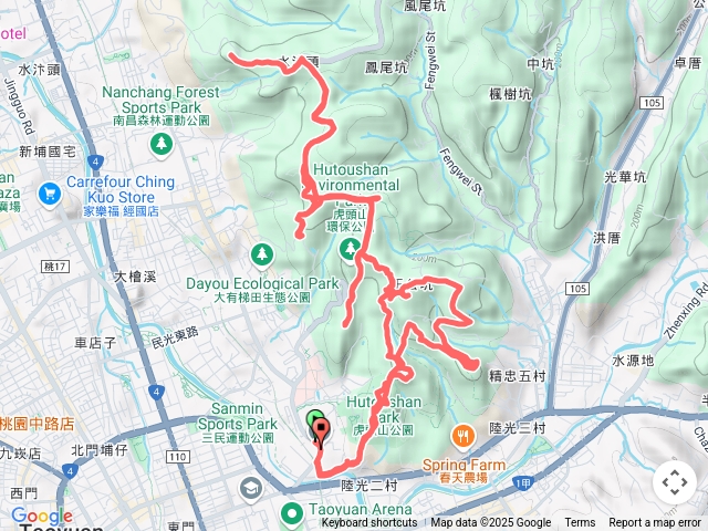 2025-02-20 桃園虎頭山十五連峰─虎頭山南峰→三分山→五分山→王公坑山→虎頭山→福頭山→水汴頭山→鳳岩山→太極宮→龜崙山