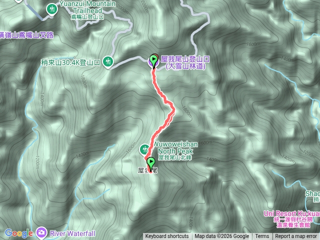 屋我尾山（北側登山口&大雪山登山口）