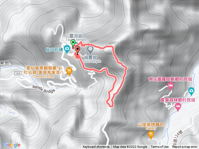 220529仙山、八仙山步道O型。靈洞宮→仙 洞門  →望陽台→仙山→124縣道→靈洞宮